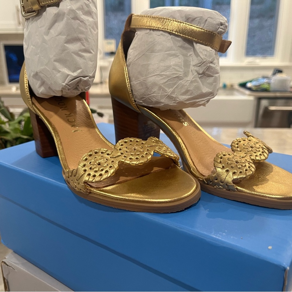 Jack Rogers Metallic Gold Heels- worn once for photo! - Picture 6 of 9
